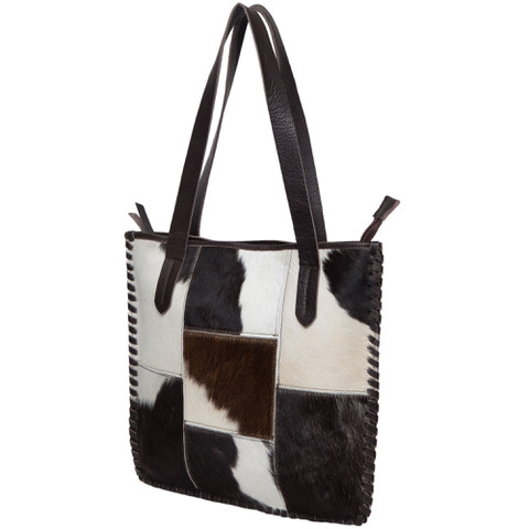 Buy Budapest- Distinct Black and White Cowhide Square Tote Bag ...