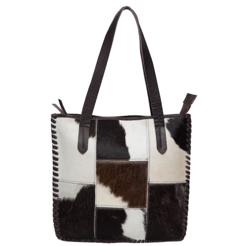 Buy Budapest- Distinct Black and White Cowhide Square Tote Bag ...