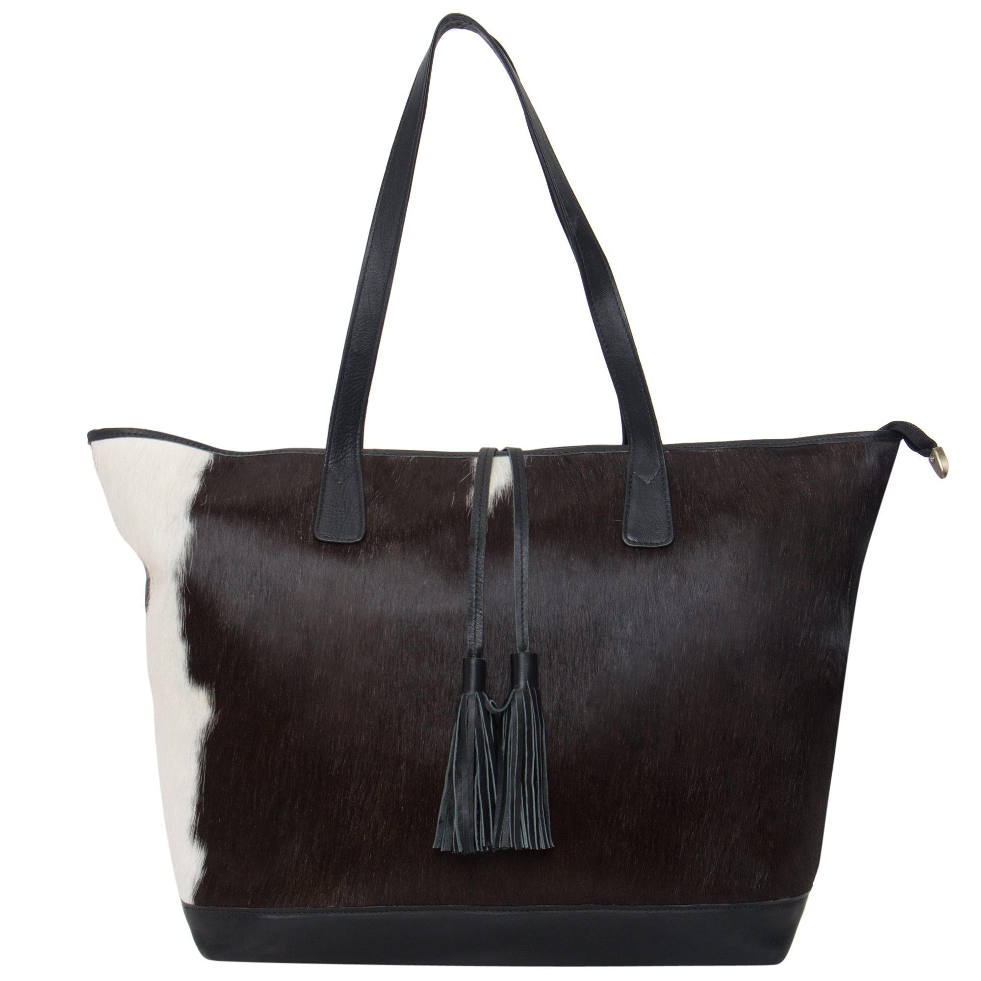 Portugal- Distinct Black & White Cowhide Shopper Tote - Cowhide Bags